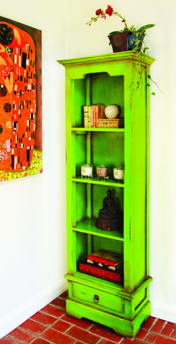 Nadeau, Furniture with a Soul bright green bookshelf featured on construction2style