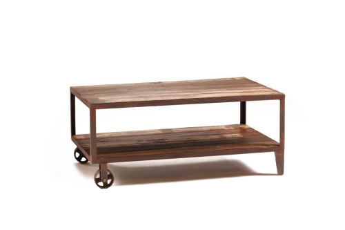 Nadeau, Furniture with a Soul wood end table with wheels featured on construction2style