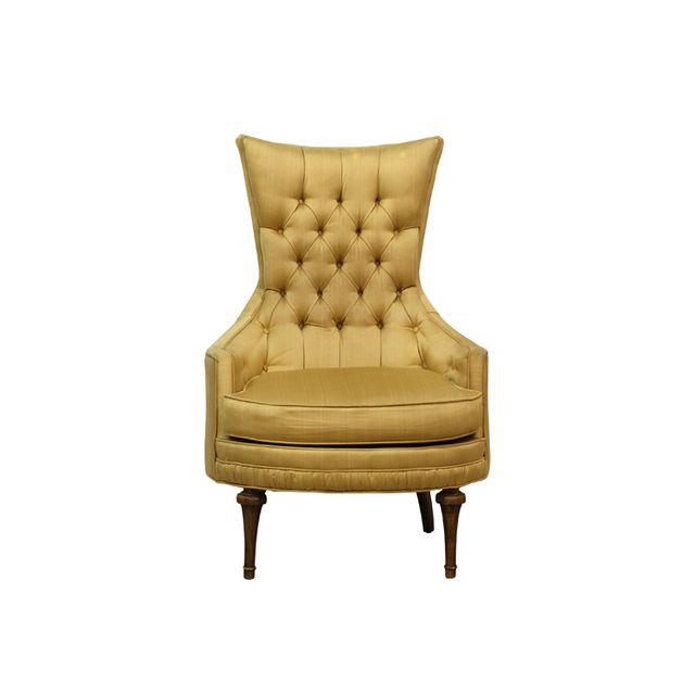 Tufted Armchair With Gold-Colored Upholstery