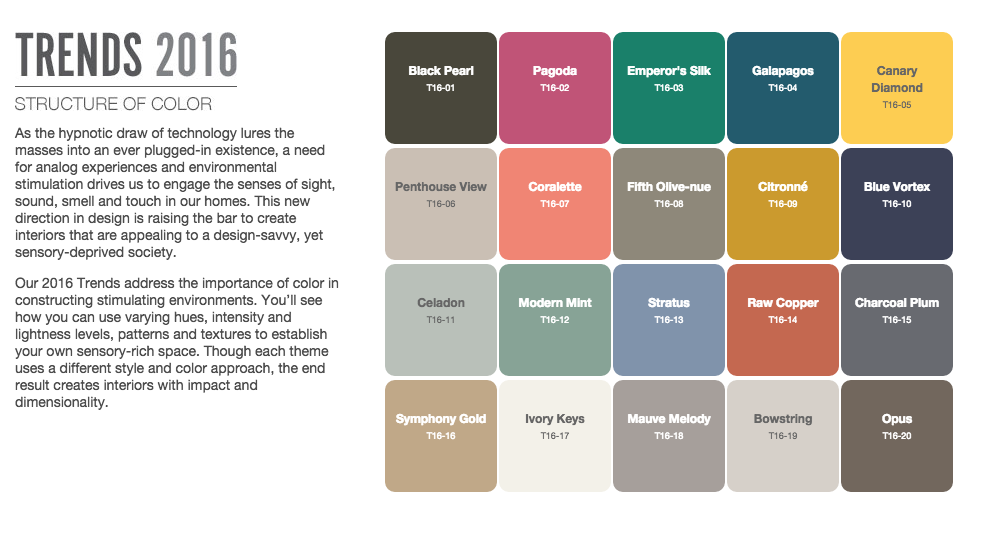 Behr Color Trends of 2016