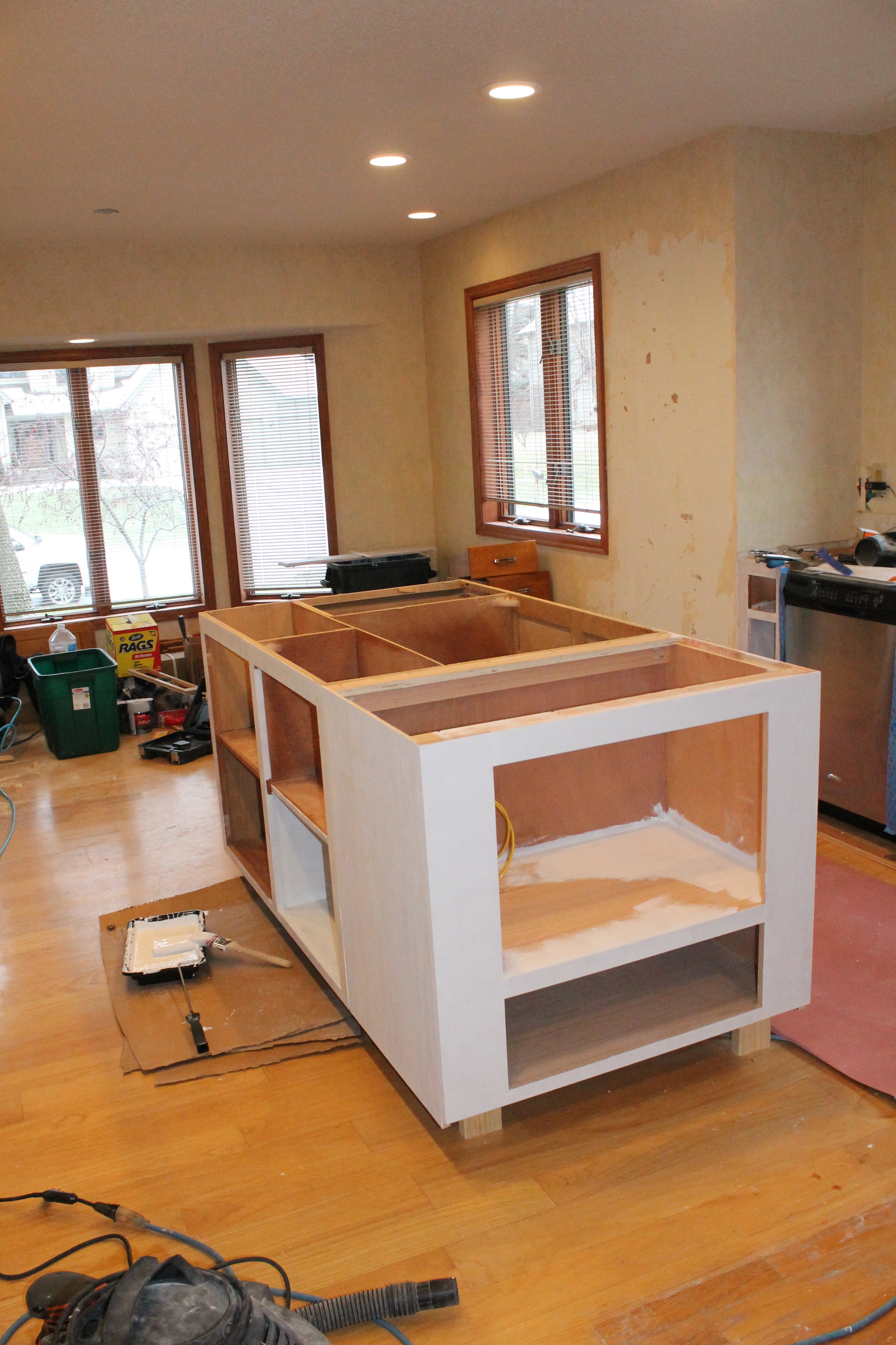 construction2style custom cabinetry, incorporating the old oak with the new custom pieces