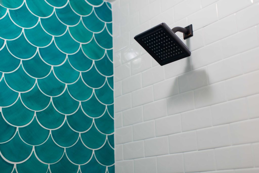 Moroccan Fish Scale Tile with White Subway Tile, bathroom design trends by construction2style