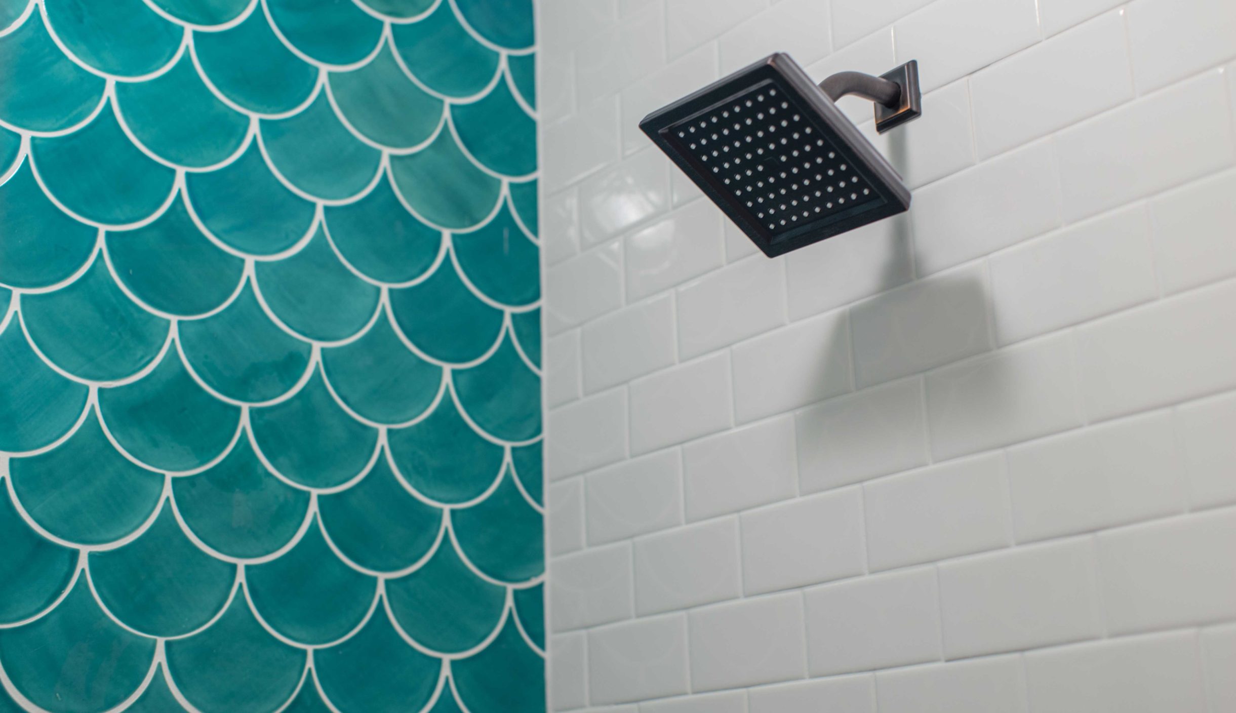moroccan fish tile in white shower