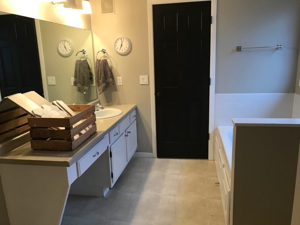 Transitional Grey & White Bathroom Remodel 5