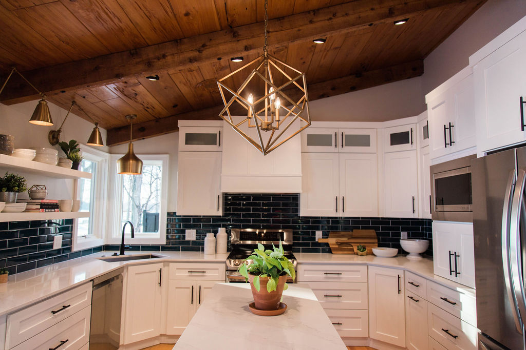 classic subway tile pattern in kitchen remodel