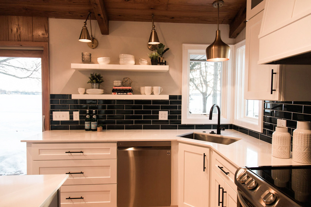 classic subway tile pattern in kitchen remodel