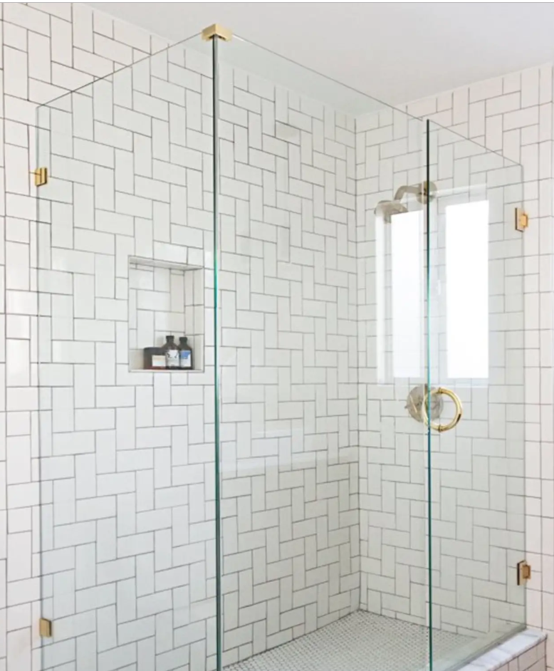 subway tile patterns Step Ladder Herringbone Pattern by Apartment Therapy