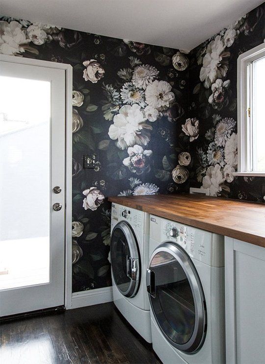 laundry room wallpaper | 7 best spaces and places for wallpaper | construction2style