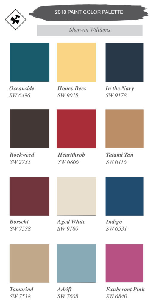 2018 paint color palette with sherwin williams
