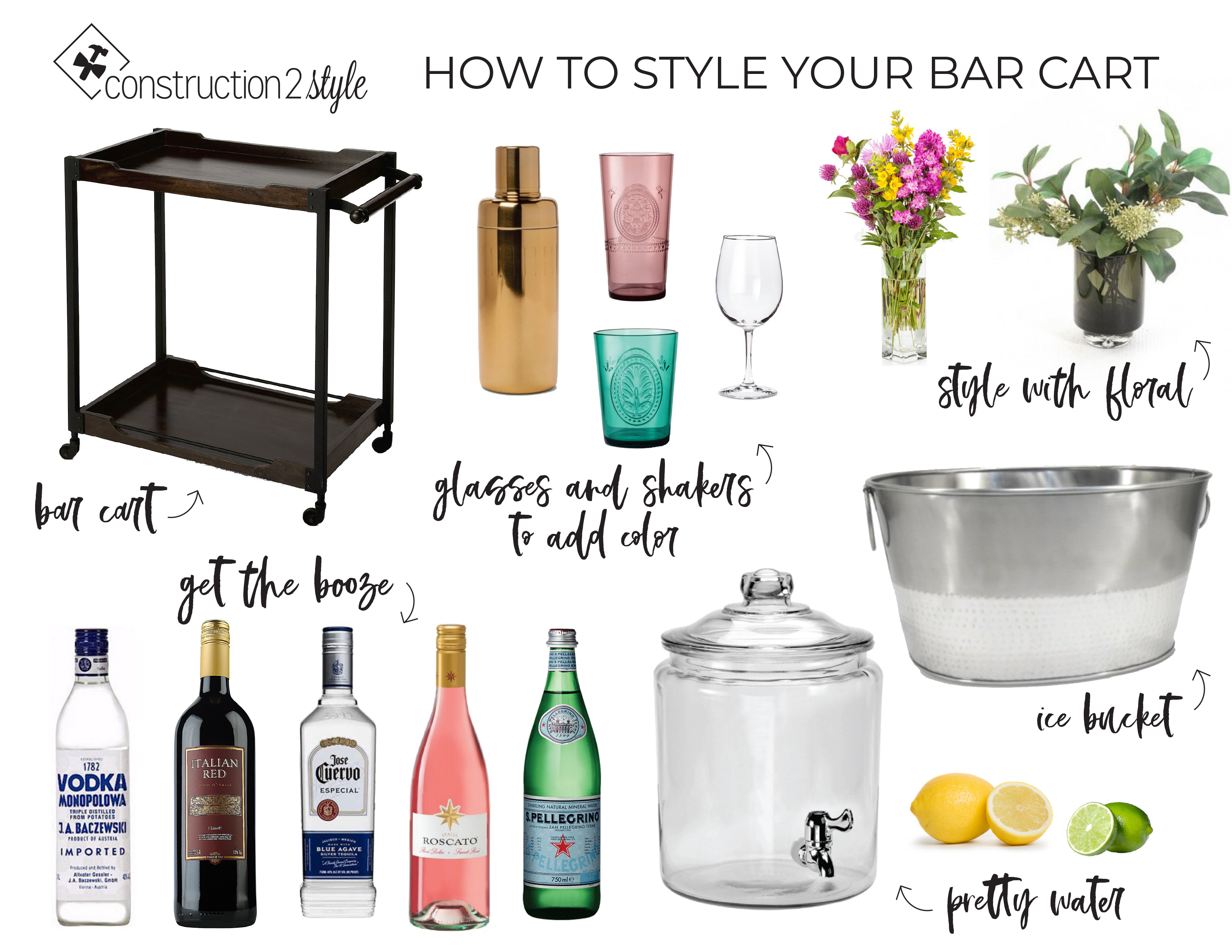 how to style your bar cart | construction2style