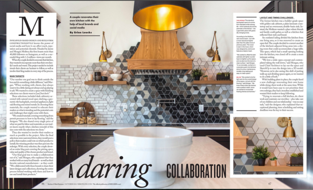 Kitchen & Bath Business | construction2style kitchen feature | Jamie & Morgan Molitor