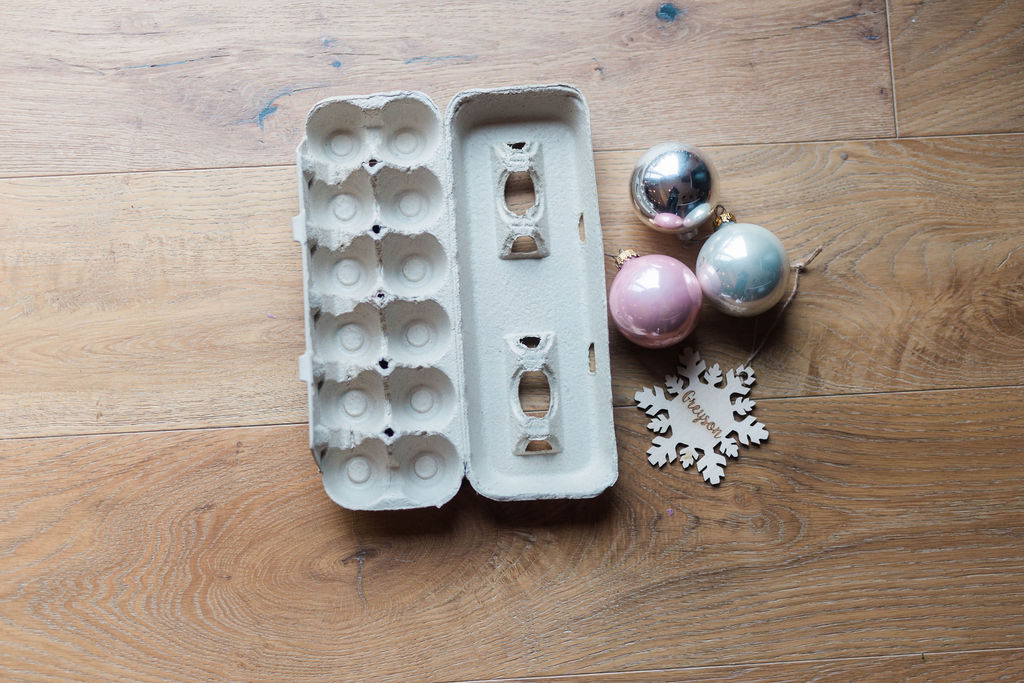 Recycled egg carton for ornament storage - Construction2Style