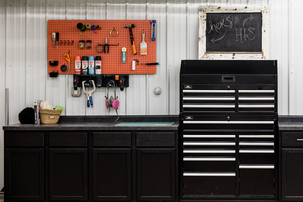 Pegboards and baskets in our workshop | construction2style