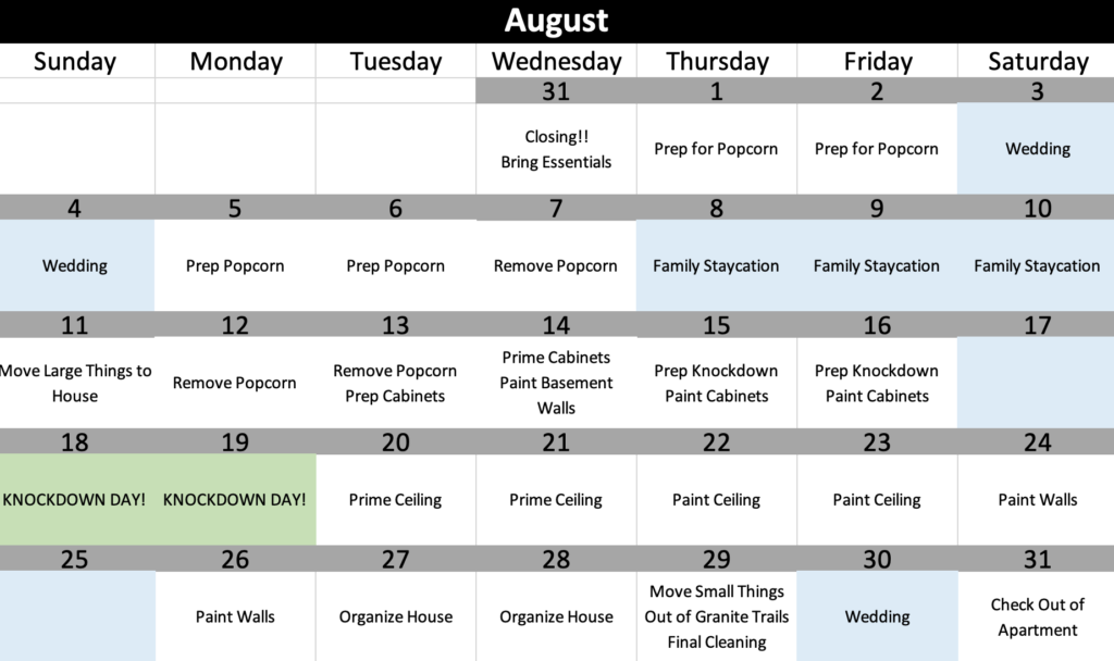 Willaby Project Schedule | construction2style