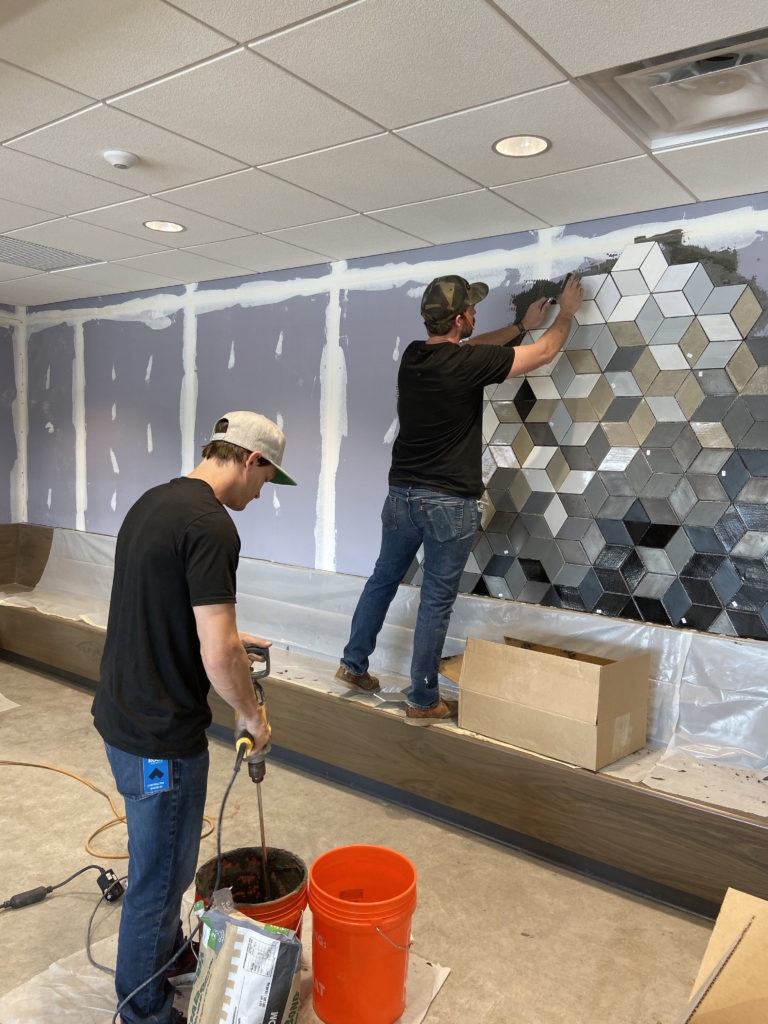 Root Insurance Commercial Tile Wall Design & Install 14