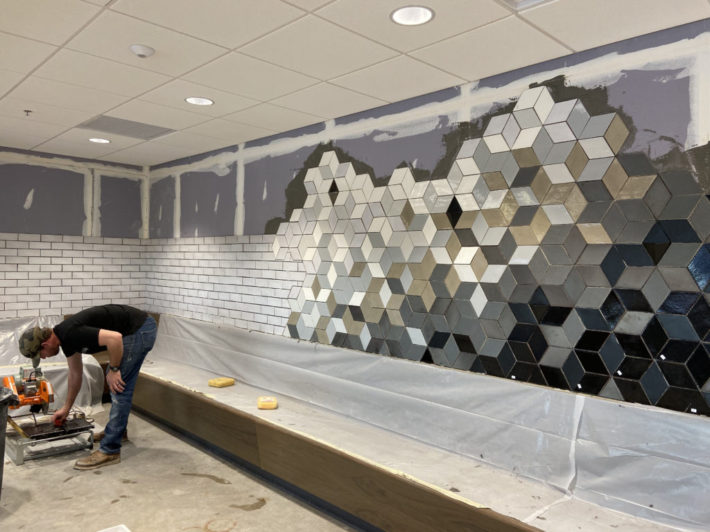 Root Insurance Commercial Tile Wall Design & Install 13