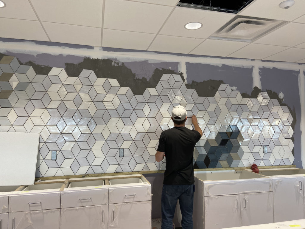 Root Insurance Commercial Tile Wall Design & Install 11