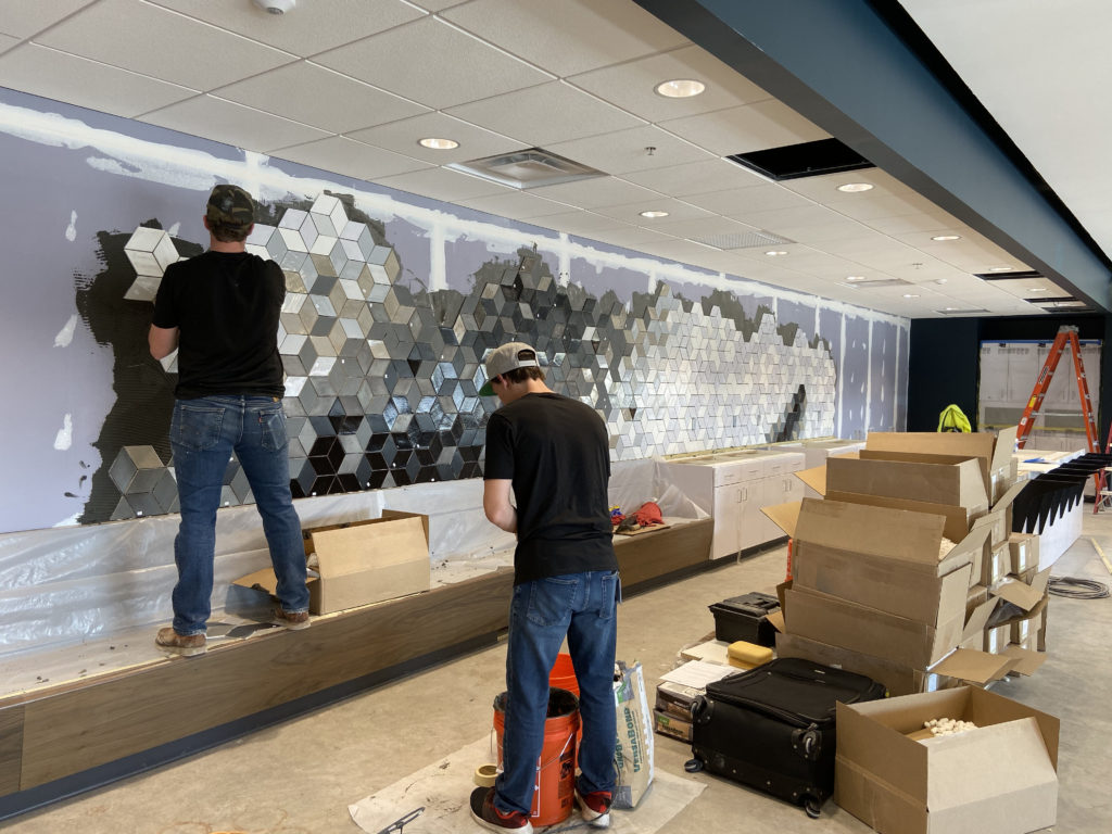 Root Insurance Commercial Tile Wall Design & Install 10