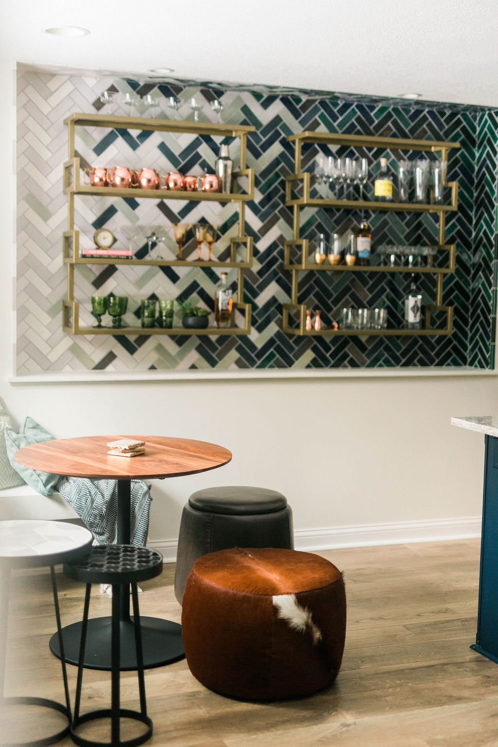 Basement Bar Flooring Reveal: Pergo Wheaton Oak Laminate 1