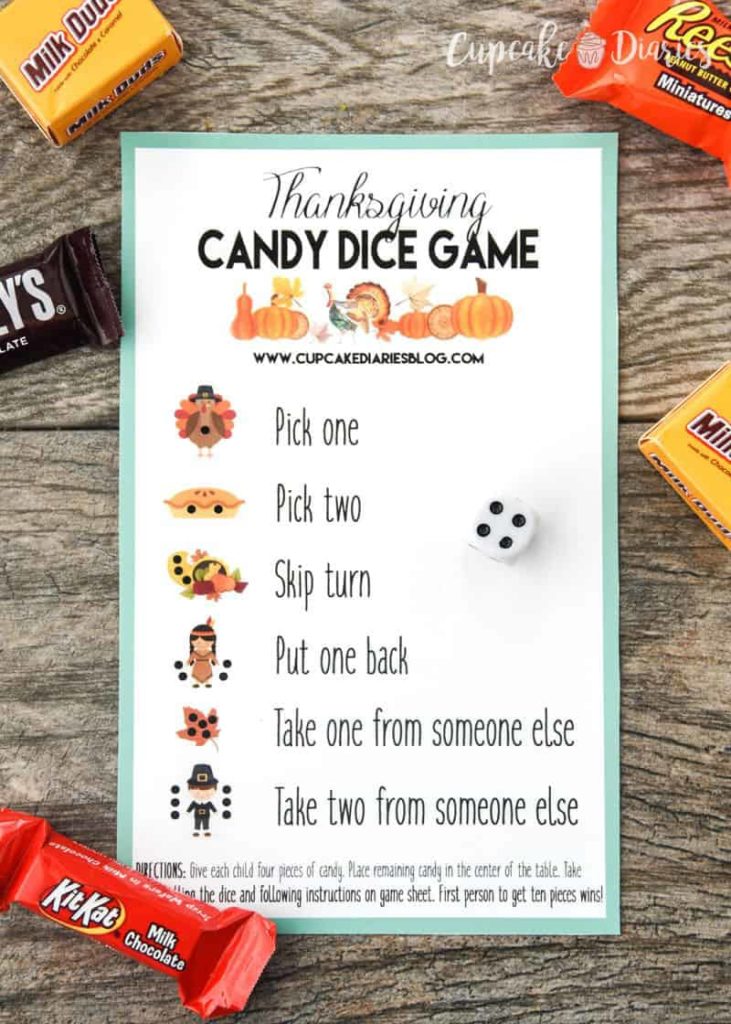 thanksgiving candy dice game | construction2style