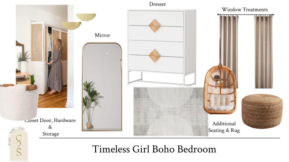 timeless girl boho bedroom design