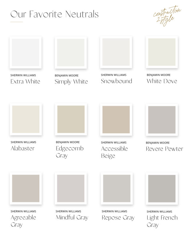 Our 12 Go-To Neutral Paint Colors For A Timeless Home | Construction2style