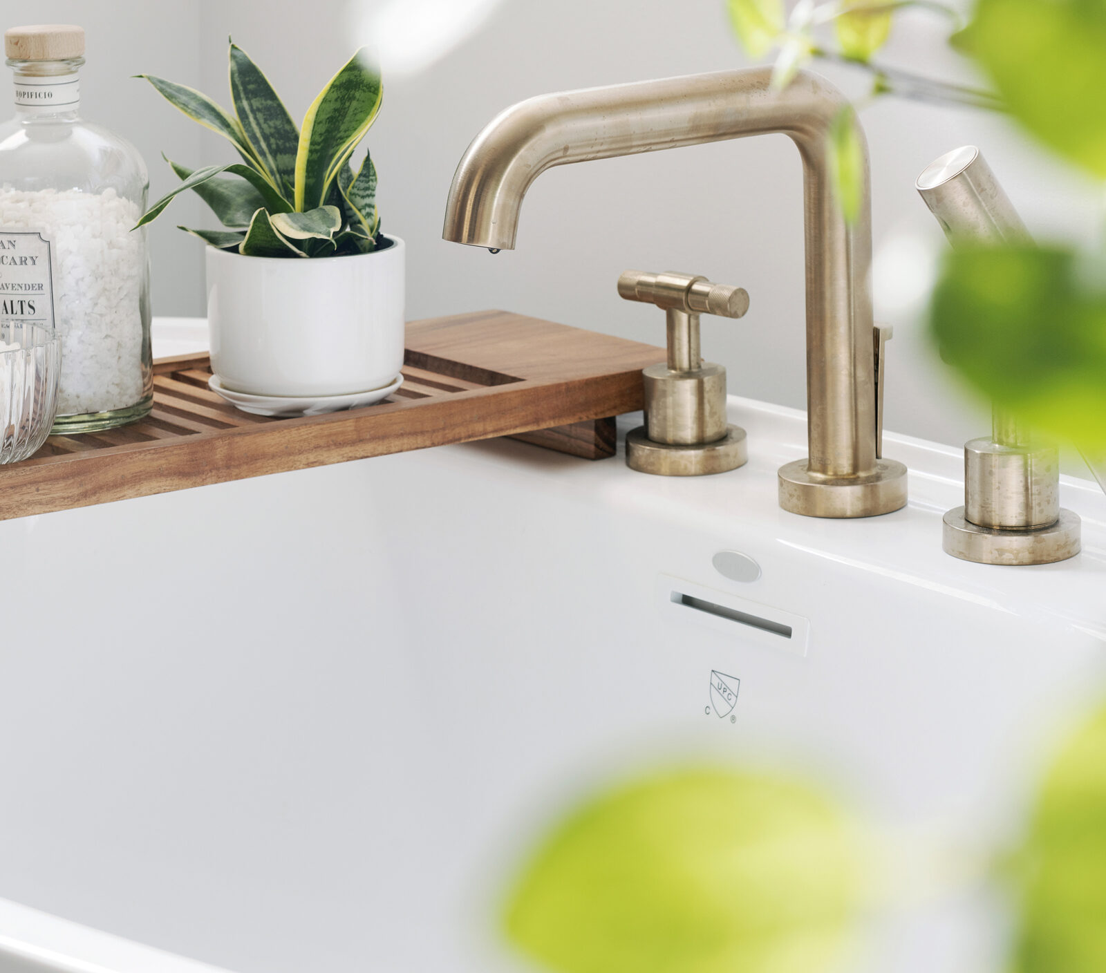Primary Bathroom Remodel, Champagne Gold Faucet, Tub | construction2style