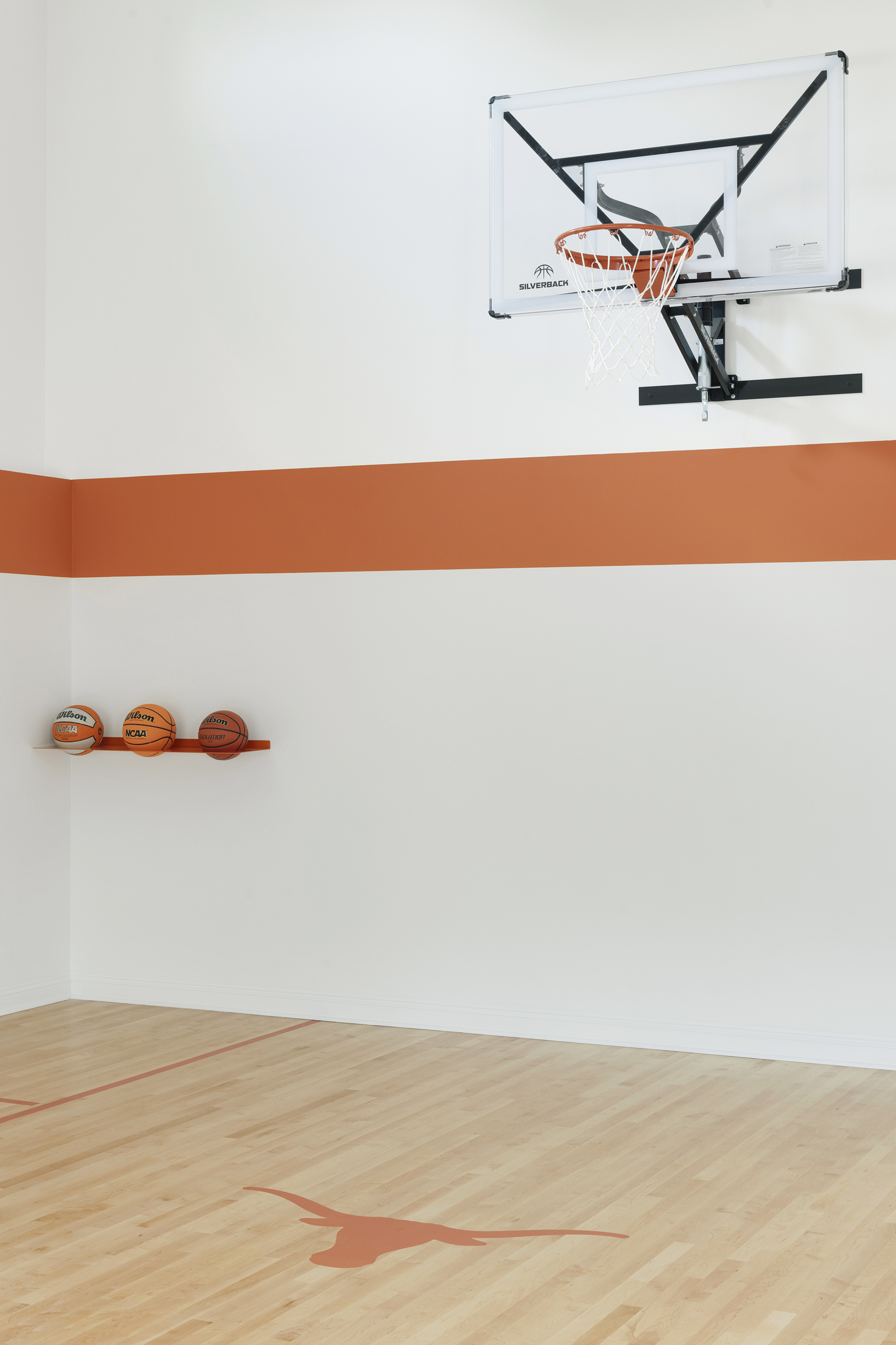 Basketball Holder, custom shelving bracket, sports court addition, mn contractor construction2style