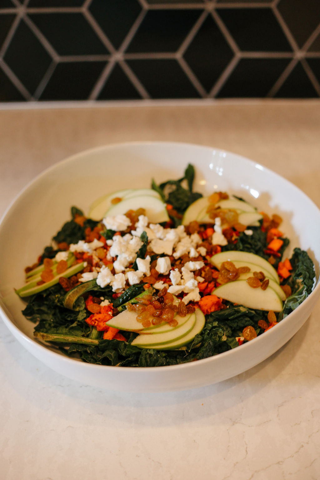 top kale salad with goat cheese