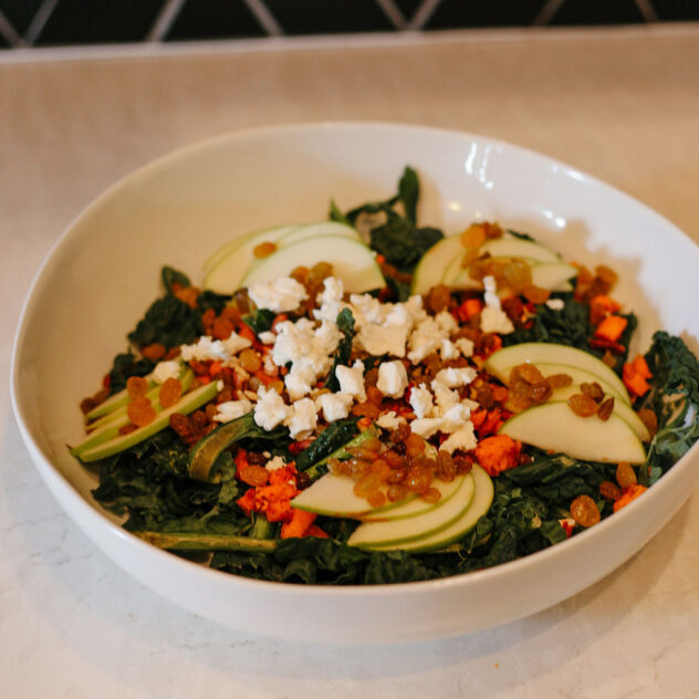 kale sweet potato salad with goat cheese