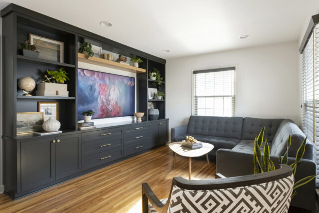 Minneapolis, MN homes, small spaces, living room design with built-ins | construction2style design + build MN contractor