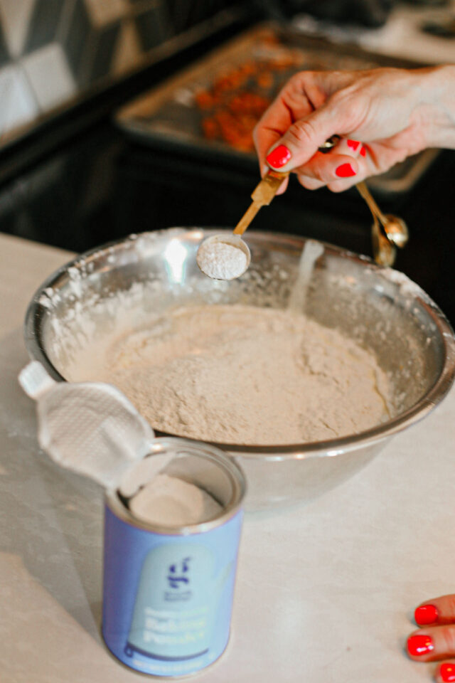 added 2 1/2 cups of flower and baking powder with a measuring spoon to the almond biscotti batter