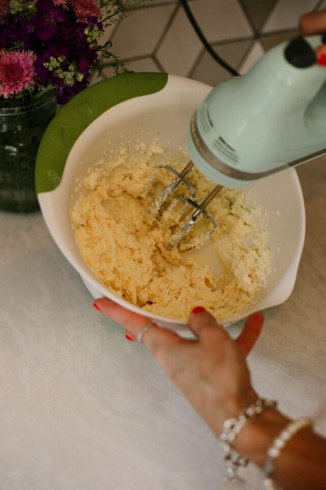 cream butter and sugar together to make batter for your coffee cake 