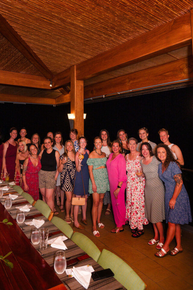 a group photo of all the female contractors who attending buildher retreat 2025 in costa rica