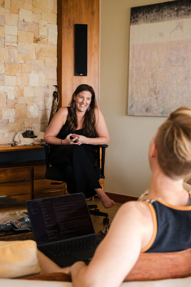 a photo of Charlotte Mustard of IMW Group, who is about to start presenting to a group of female contractors on What brands really want from content partners at buildher retreat in 2025 