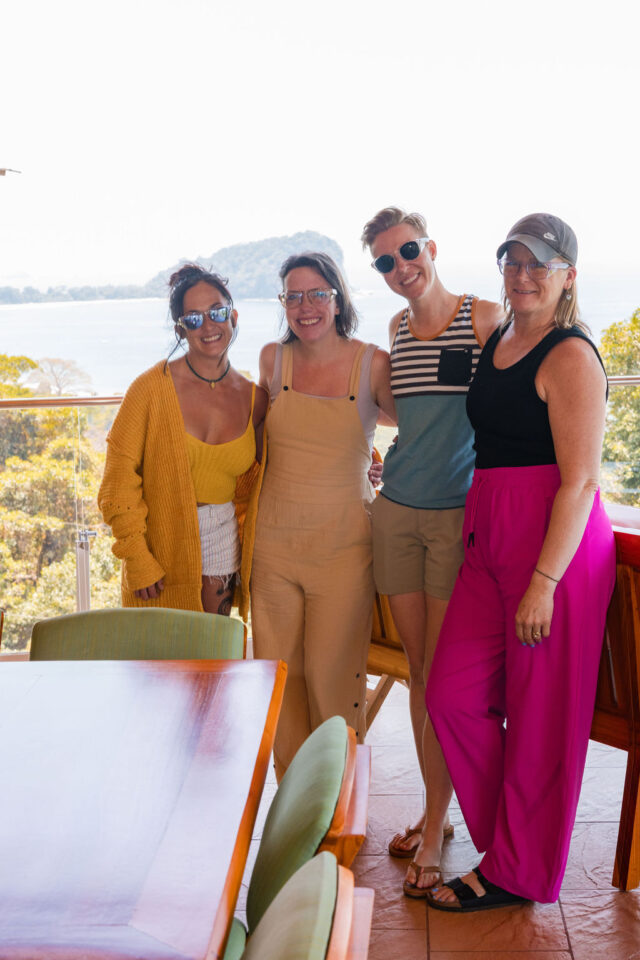a photo of three female builders with Allyson Case Anderson of integro builders in Costa Rica, while attending contractor conference for women called buildher retreat 2025